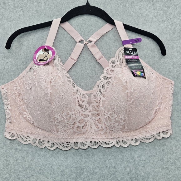 Bali Women's Lace Desire Wireless Bra‎ Full Coverage Pink Convertible Size 2XL - Picture 1 of 8